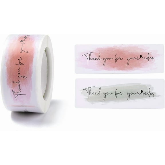 300Pcs Word Thank You Label Stickers Rectangle with Word Thank You for You Stickers Order Appreciation Stickers Labels for Laptop Planners Scrapbook Valentine's Day Elegant Gifts Mixed Color