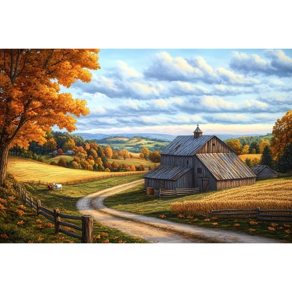 300Piece Wood Puzzles for Adults Autumnal Farm Reverie Christmas Birthday Gifts for Adults Challenging Family Activity Great Gift Idea for Family Friends