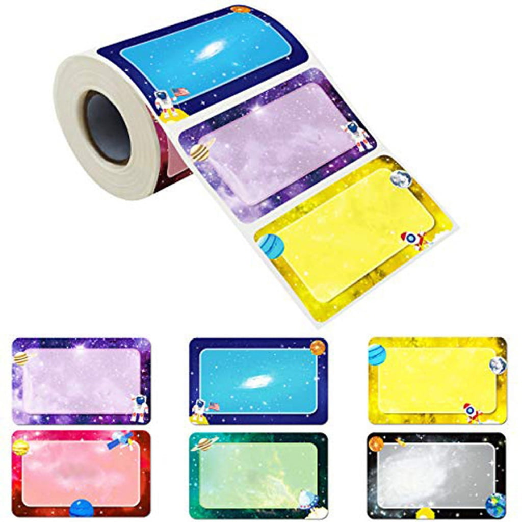 300PCS Adhesive Name Labels Cartoon Planet Name Sticker Clothing Labels ...