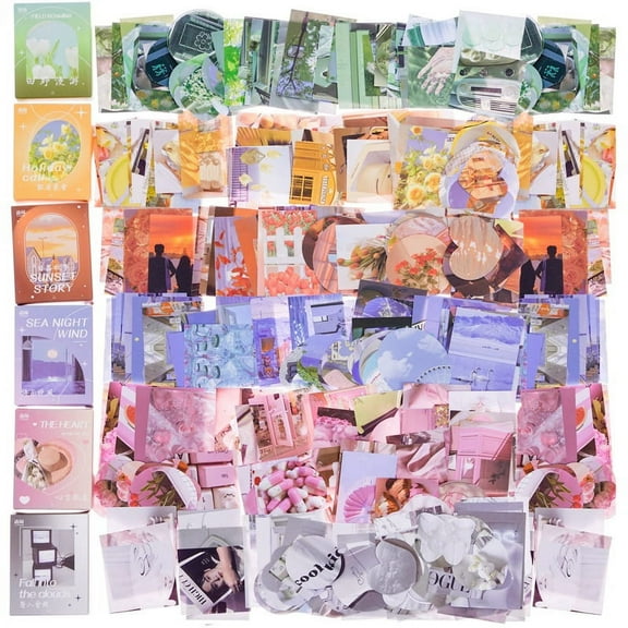 300Sheets 6 Design Literature Flowers Sticker Book Sticker Mini Pocket Decoration DIY Sticker