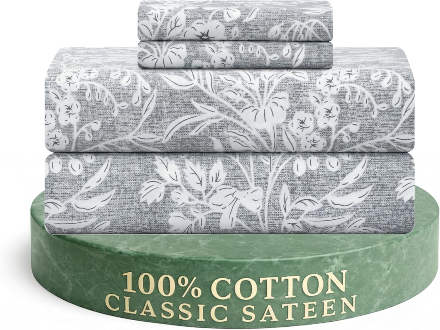 300TC Full Size Sateen Weave Printed Sheet Set, Cooling Breathable Bed ...