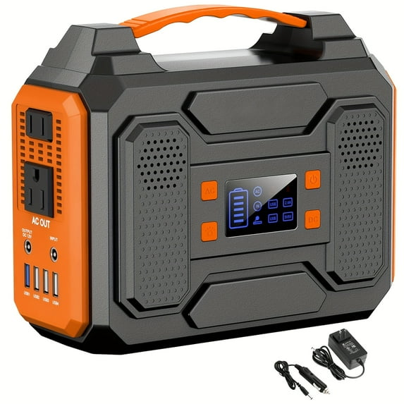 300W/100W Portable Power Station Solar Generator, (Solar Panel Optional), 146Wh/260Wh/296Wh High Capacity Battery Pack, With 2x 110V AC Outlet, DC USB C Port,LED Light, Power Bank For Outdoor Camping