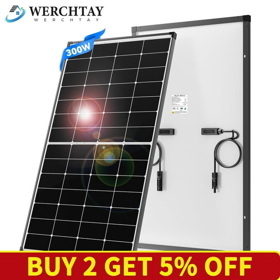 300W 12V Mono Solar Panel 25.2% Efficiency RV Home OnOff Grid Caravan Boat Power