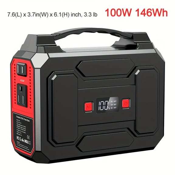 300W/100W Portable Solar Power Station, 296/256/280/146Wh Lithium Battery, 110V AC/DC/USB Outputs, LED Flashlight, Cooling Vents for Camping RV Home Emergency Festivals
