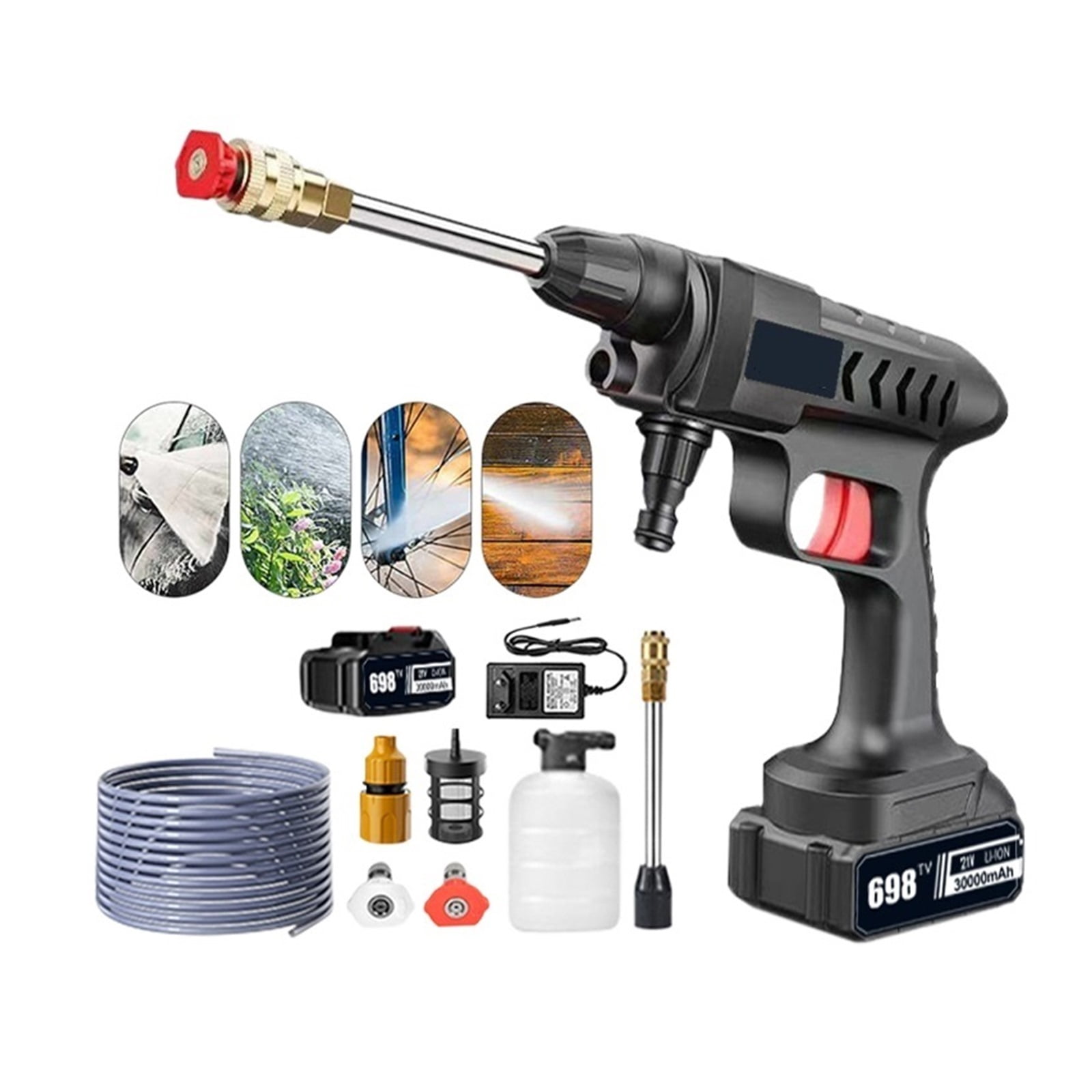 300W 20000mAh Car Wash Gun Washer 60Bar Spray Nozzle High Pressure Cleaner For Auto Home Garden Cleaning Car Washing Machine