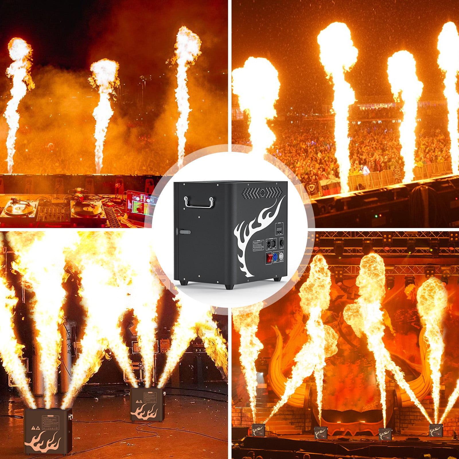 300W 3 Heads Fire Flame Stage Effect Machine DMX Control Fire