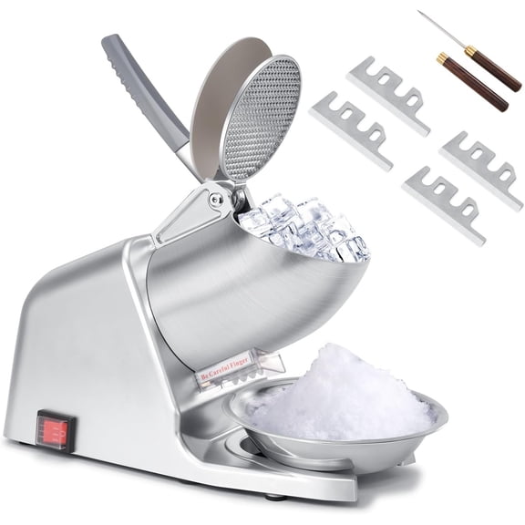 300W 4- Electric Ice  Machine with Ice Pick, 210 lbs/hr, Ice  for  and Commercial Use, Shaved Ice Machine, ETL-Listed,