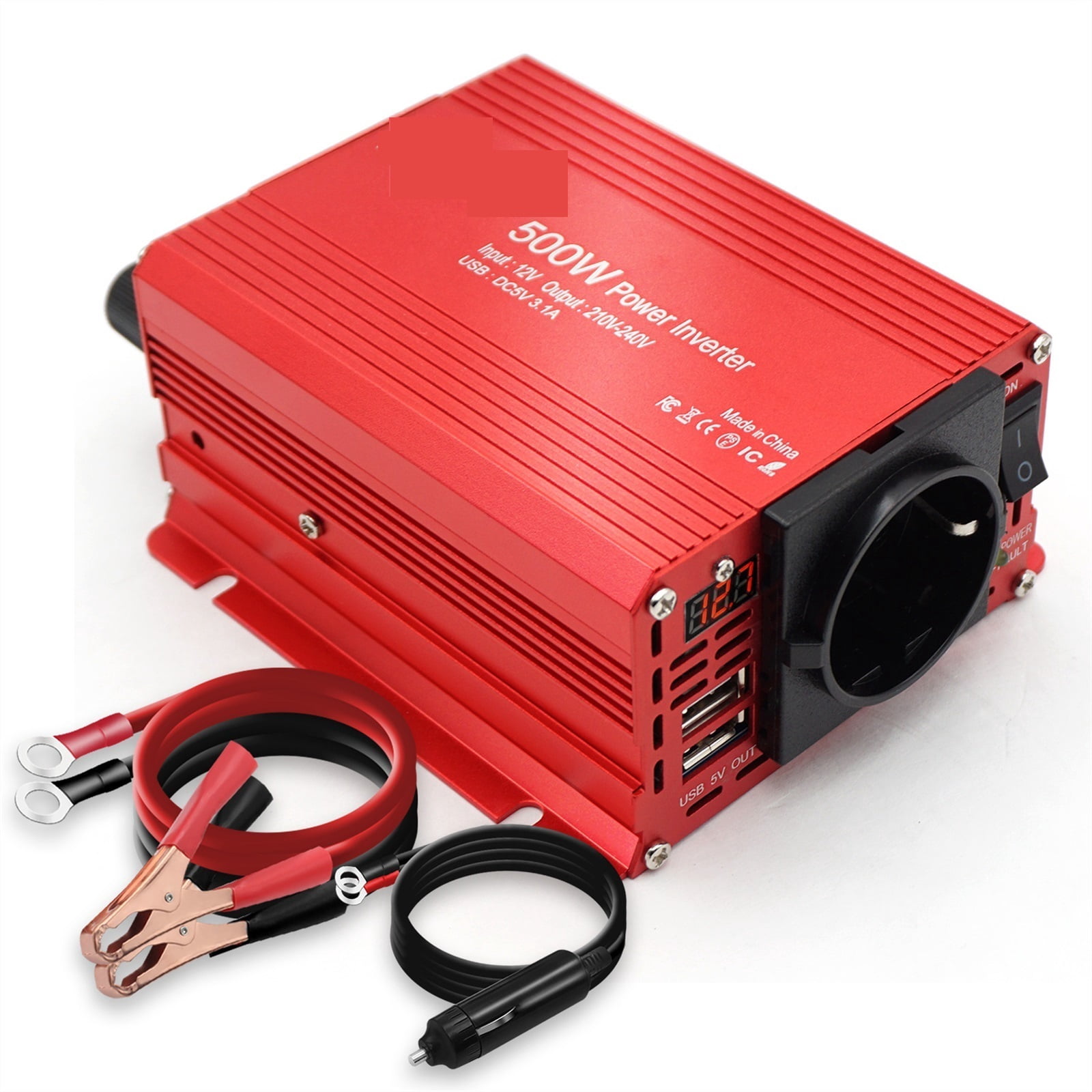 300W/500W/1500W Power Inverter DC 12V to 220 AC Voltage Converter with 3.1A Dual USB Car Adapter Auto Inversor - Safe & Quiet