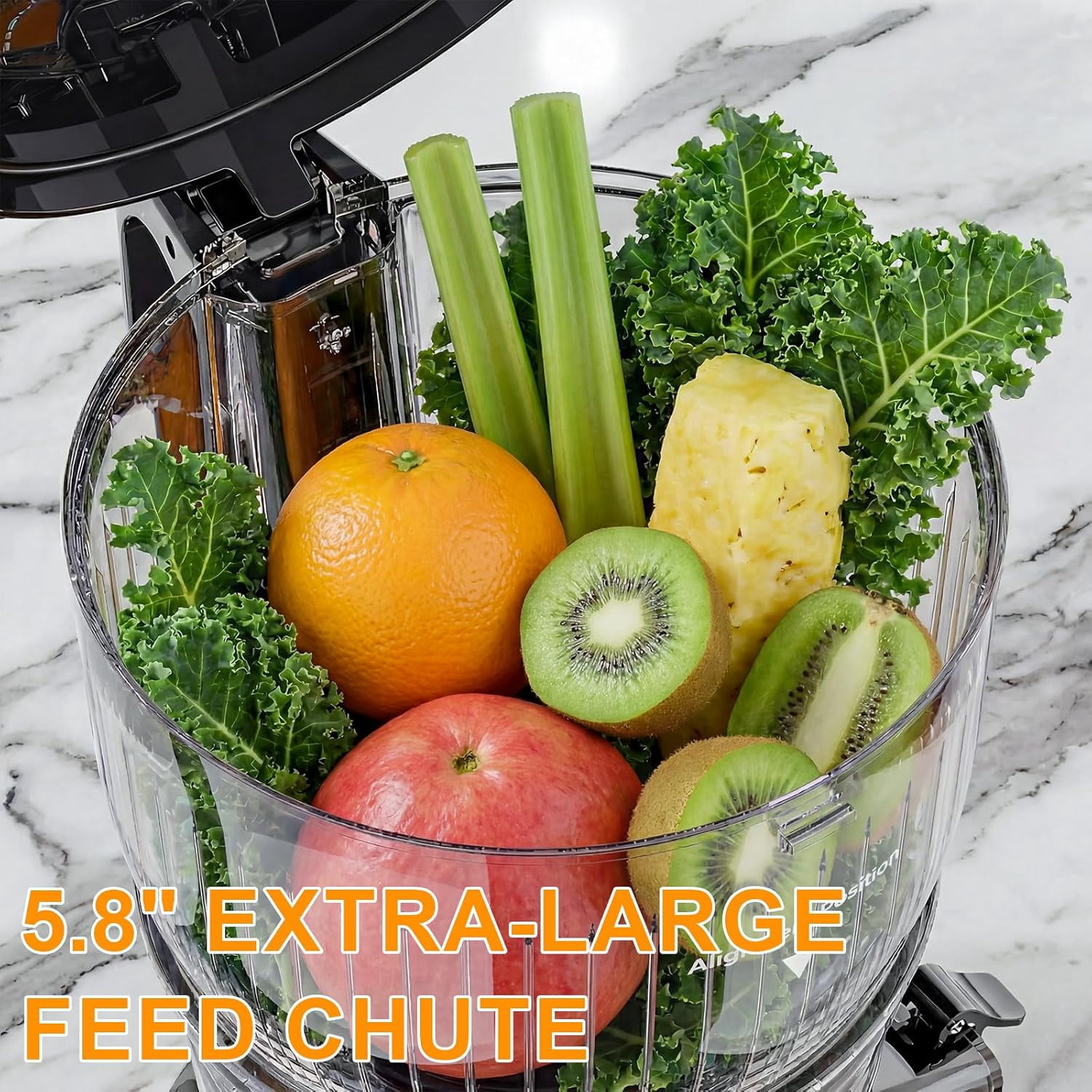 300W Cold Press Juicer with 5.8 Inch Feed Chute, Slow Masticating  for Fruits Vegetables High Yield Easy Clean  Black