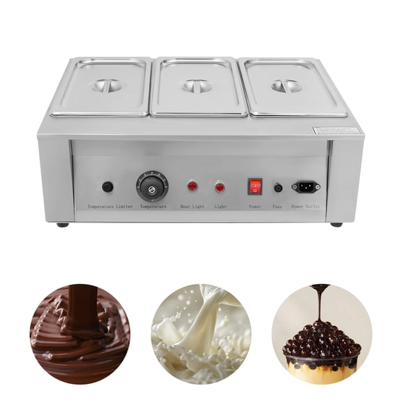 300W Commercial Chocolate Tempering Machine, 3 Tanks Stainless Steel Chocolate Melter, Chocolate Melting Pot