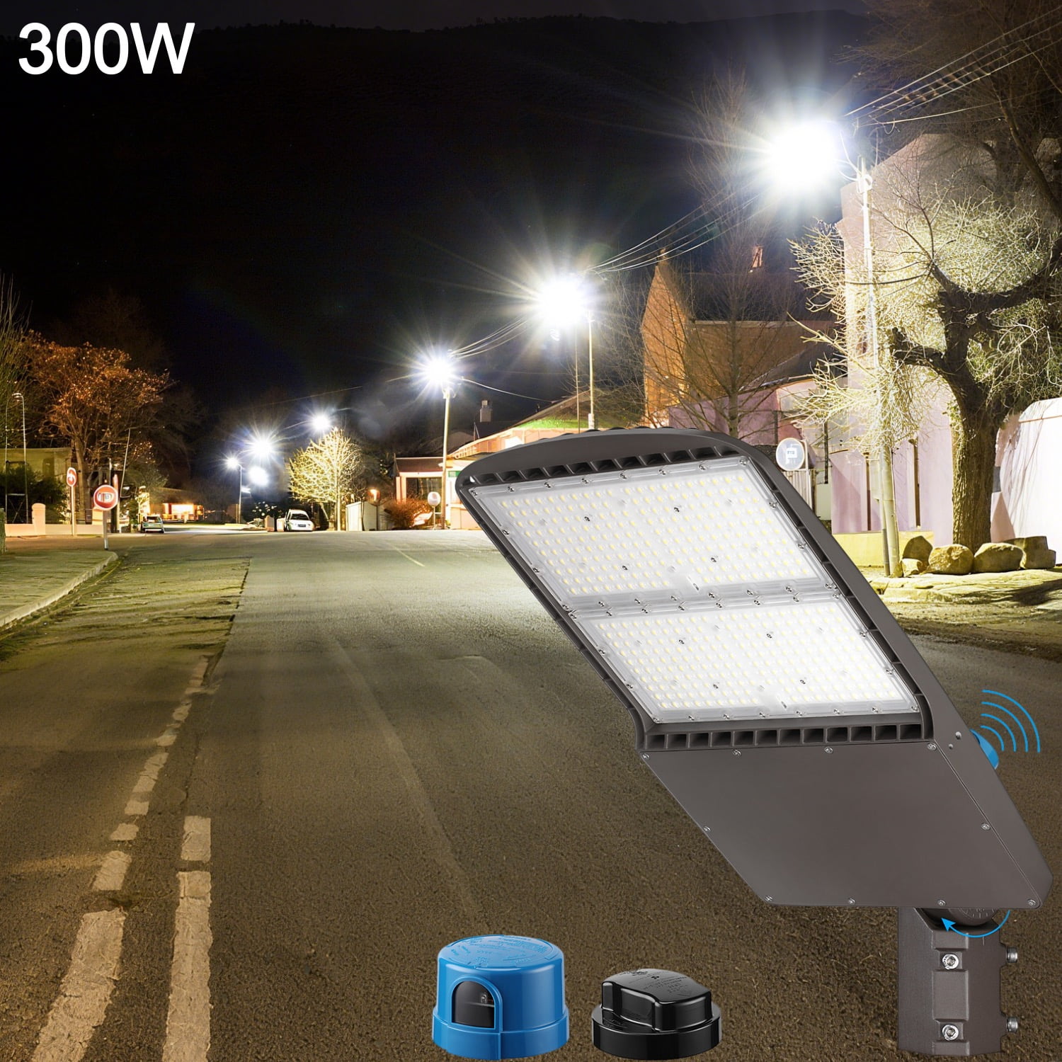 300W Commercial LED Parking Lot Lights, Hardwired Outdoor Garage Lighting, UL & DLC Listed, IP65 Waterproof, 5000K Daylight