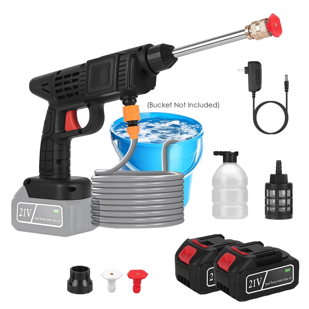 300W Cordless Handheld Pressure Washer, 400PSI Portable Rechargeable Power Washer with 0°/40° Nozzle Foam Bottle, 16.4ft Hose Filter Basket for Car Garden Stair Pool Cleaning