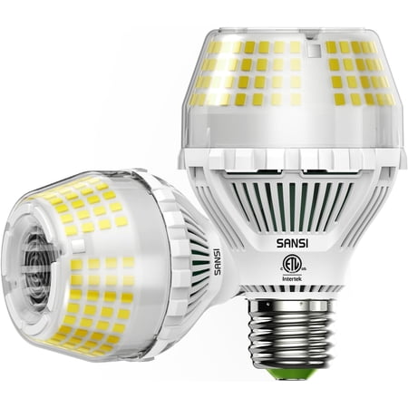 SANSI 300W Equivalent 5000 Lumens LED Light Bulb, 5000K Daylight Super Bright Bulbs, E26 A19 Brightest Bulbs Non-Dimmable, 22-Year Lifetime, 35W Energy Saving for Home Workshop, 2-Pack