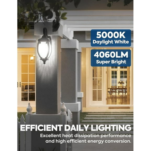 300W Equivalent LED Light Bulb, 4060LM Super Bright A23 LED Bulb, Daylight 5000K, 33W Energy Saving, E26 Medium Base, 120V for Garage, Warehouse, Shop, Supermarket, Non-Dimmable, 4 Pack