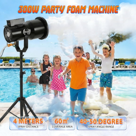 300W High Power Foam Machine, Outdoor Foam Cannonwith LED Lights for Parties, Birthday , Holiday Celebrations