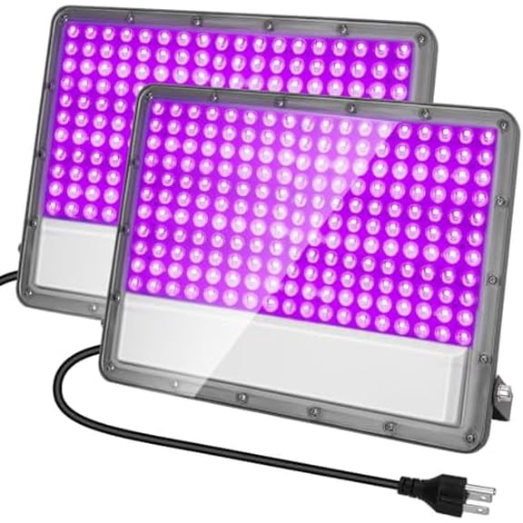 300W LED Black Light: 110V Plug-in UV Flood Light for Neon Glow Party, Halloween, Christmas Decor and Art Displays, IP65 Waterproof Blacklight for Outdoor or Indoor Use, 2 Pack$$
