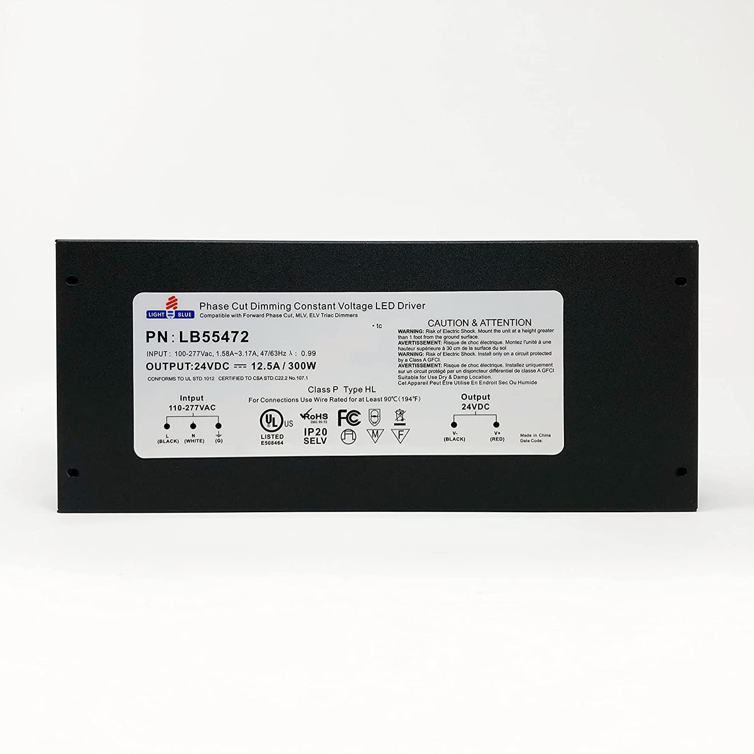 300W LED Electronic Triac (Phase) Dimmable Driver 100V - 277V AC Input Transformer Constant Voltage Power Supply Master LED Hardware Power Supply, 300-Watt 24V Adaptive Driver, Black
