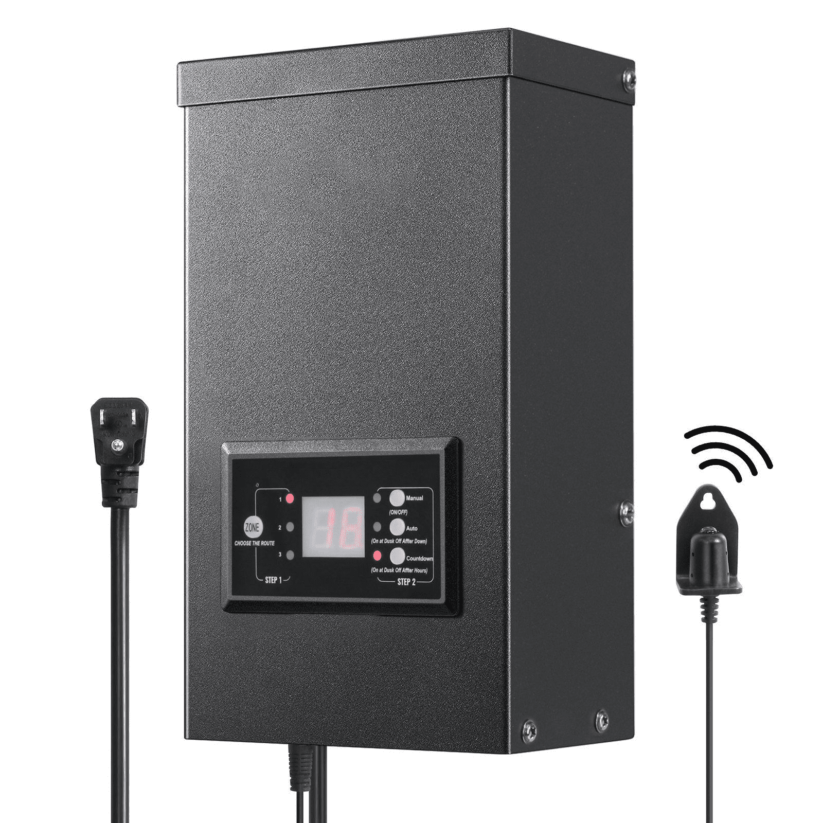 300W Landscape Transformer with Timer & Photocell, 120V to 12/14V Low Voltage Lighting Power Supply, Waterproof Outdoor Transformer for Spotlights, Pathway Lights, ETL Listed