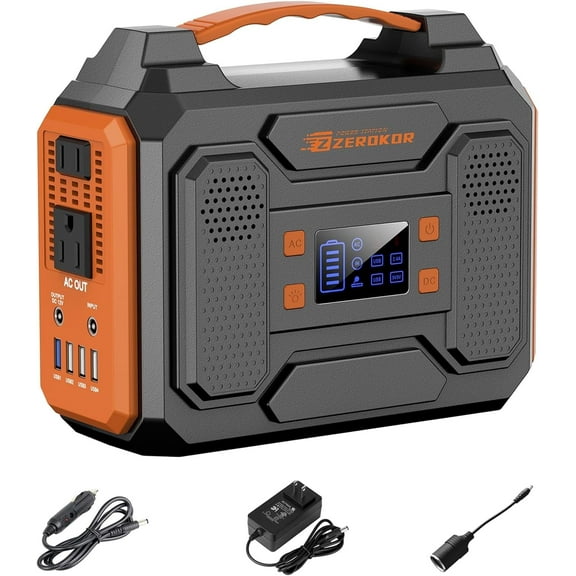 ZeroKor 300W Portable Power Station, 280Wh Solar Generator with Pure Sine Wave AC & USB QC3.0