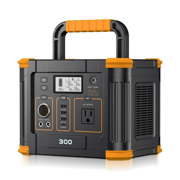 300W Portable Power Station, 288Wh Lithium Battery Emergency Backup Power Source, 8-Port Solar Generator, AC Outlets, 60W USB-C PD Output Outdoor Generator for Camping RV Travel.