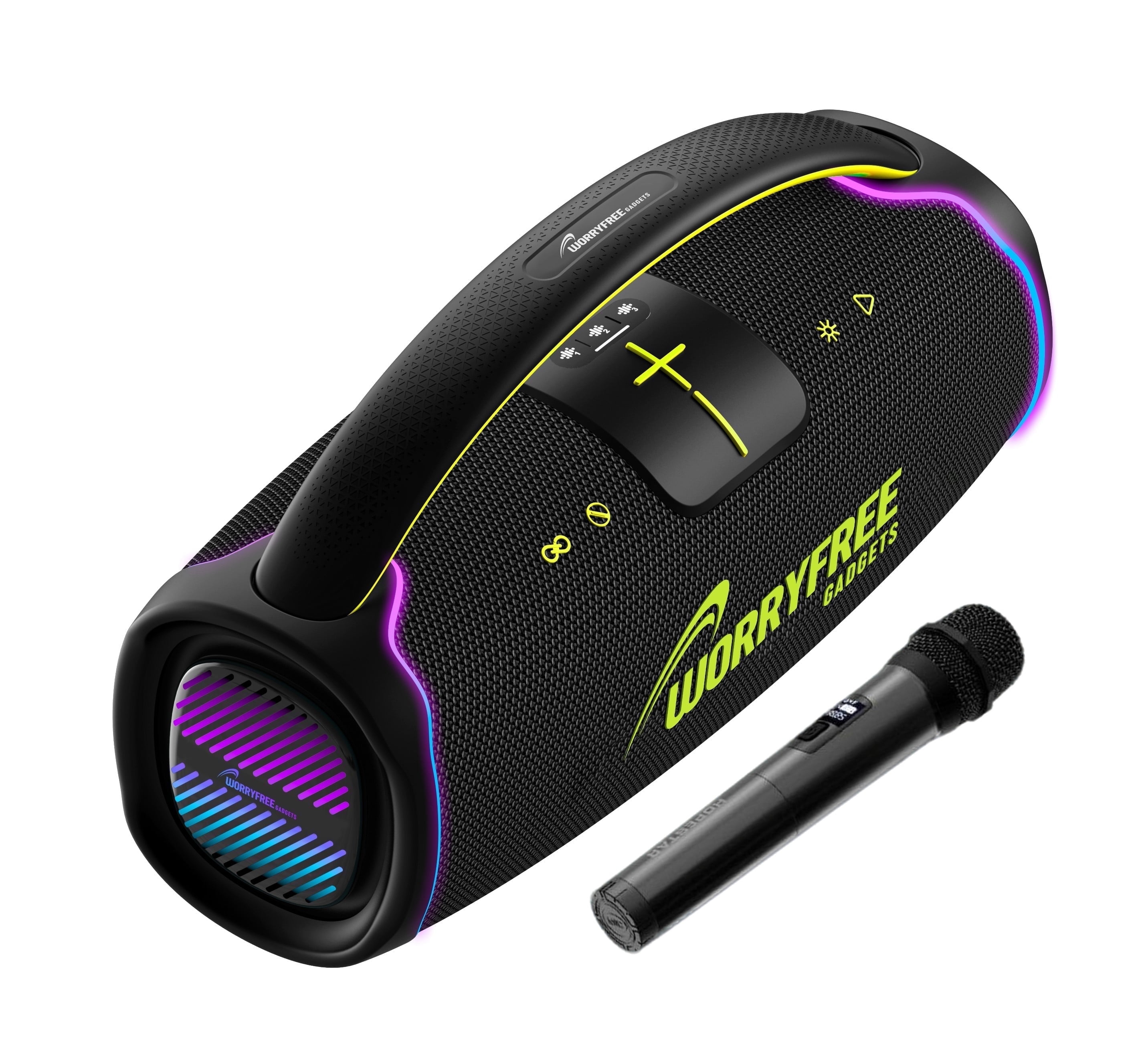 WorryFree Gadgets 300W Bluetooth Karaoke Speaker with Microphone, Splashproof, Portable, Black