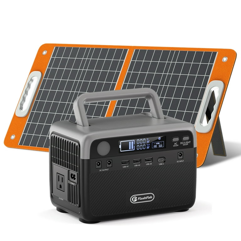 FlashFish ポータル電源　300W/230Wh 300W Power Sation with 60W Solar Panel included, Flashfish 230Wh