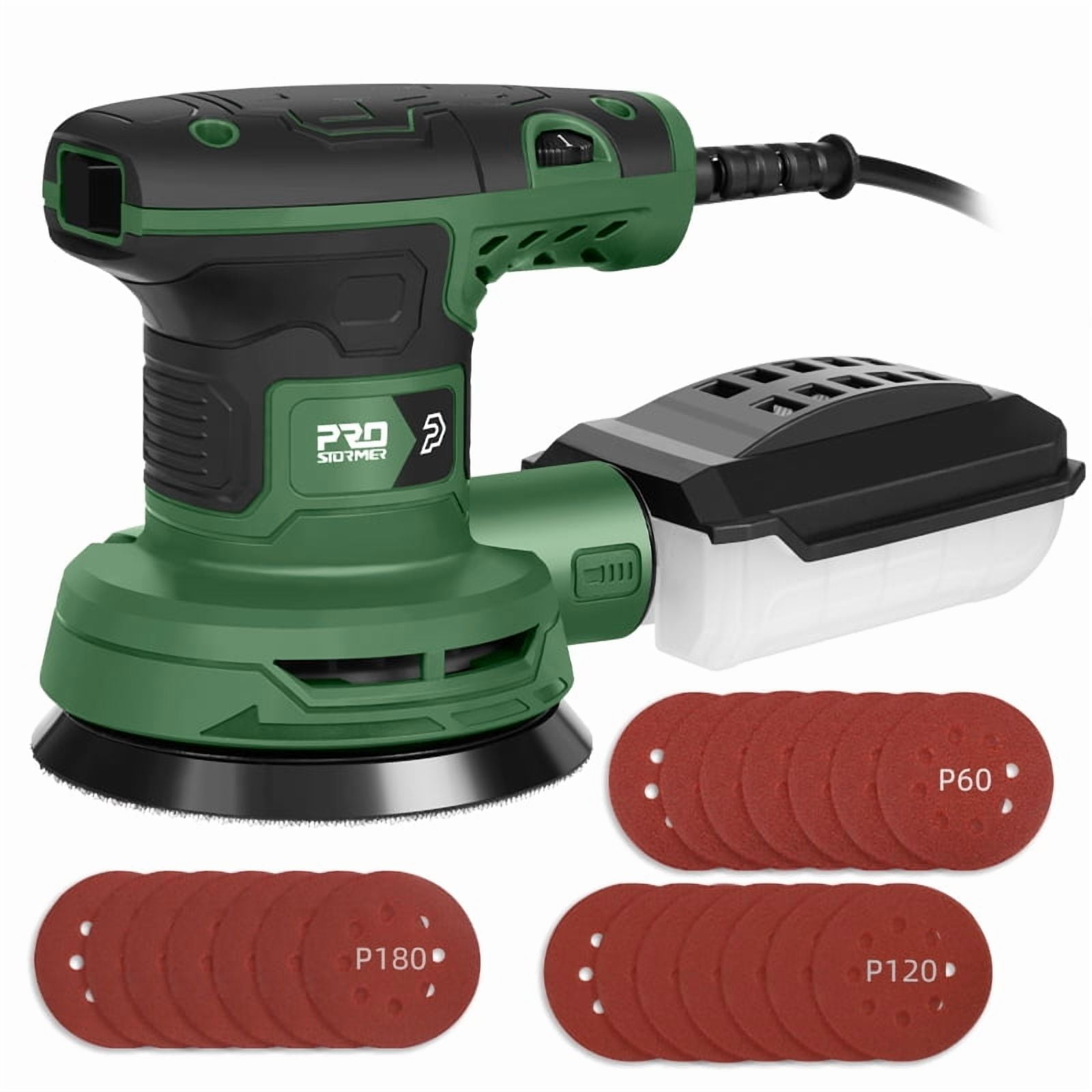 300W Random Orbital Electric Sander Machine with 21Pcs 125mm Sandpapers，6000-13000 RPM Strong Dust Collection Polisher by PROSTORMER