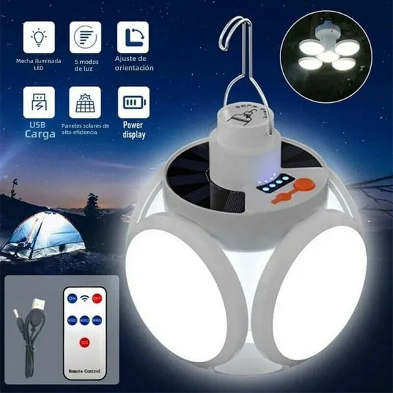 300W Solar Power LED Torch USB Rechargeable Light Outdoor Camping Tent Lamp Bulb