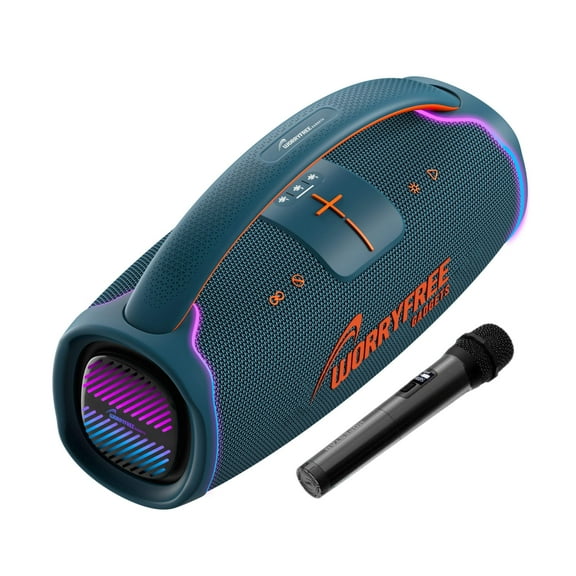 WorryFree Gadgets Portable Bluetooth Speaker with Handle & Microphone, Wireless, 300W, Blue