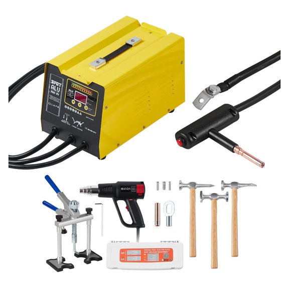 300W Spot Welder Dent Puller Kit with Heat Gun, Auto Manual Mode 110V Capacitor Discharge Stud Welder for Aluminum Car Body Panels, Professional Dent Machine with Bridge Puller