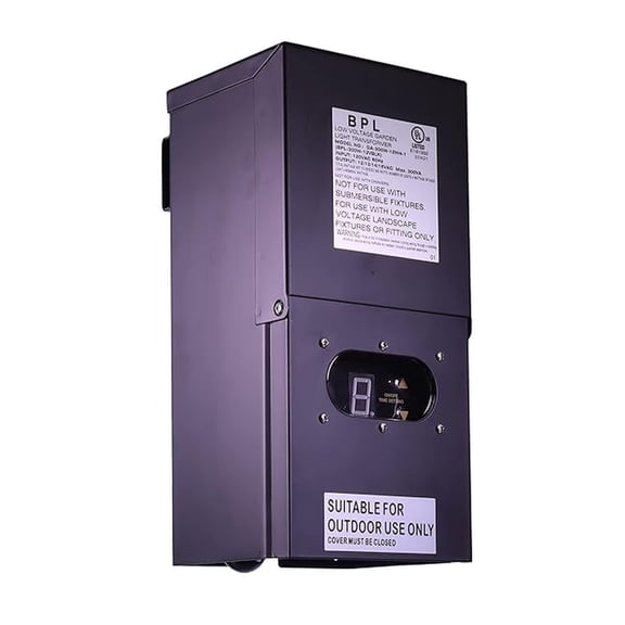 300W Watt Low Voltage Landscape Transformer Multi Tap 120 Volt to 12-15 Volt LED & Halogen - Lighting Outdoor/Indoor Weatherproof w Digital Timer Photocell Sensor - Black Metal Case