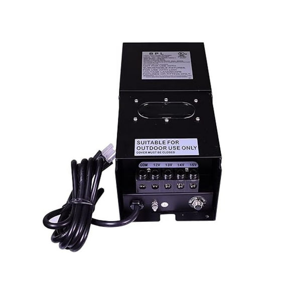 300W Watt Transformer Low Voltage Landscape Multi Tap 120 Volt to 12-15 Volt - Lighting Indoor/Outdoor Weatherproof Power Pack w Digital Timer Photocell Sensor - Black Metal Case
