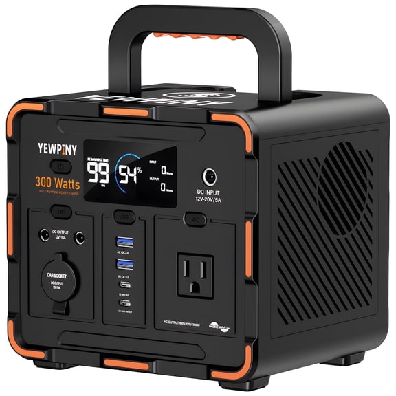 300W portable power station, 259Wh Solar Generator, RVs, hiking, and as a home emergency backup power source.