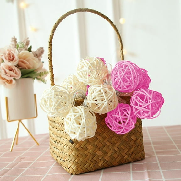 300cm LED Rattan Ball String Lights, 20 Lights Safe Cool-Touch, Indoor/Outdoor Decor for Christmas Bedroom Wedding Girl-Style Space,Red