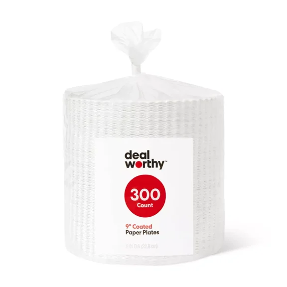 300ct Coated Disposable Paper Plates 9" - Paper & Plastic Products Disposable Tableware