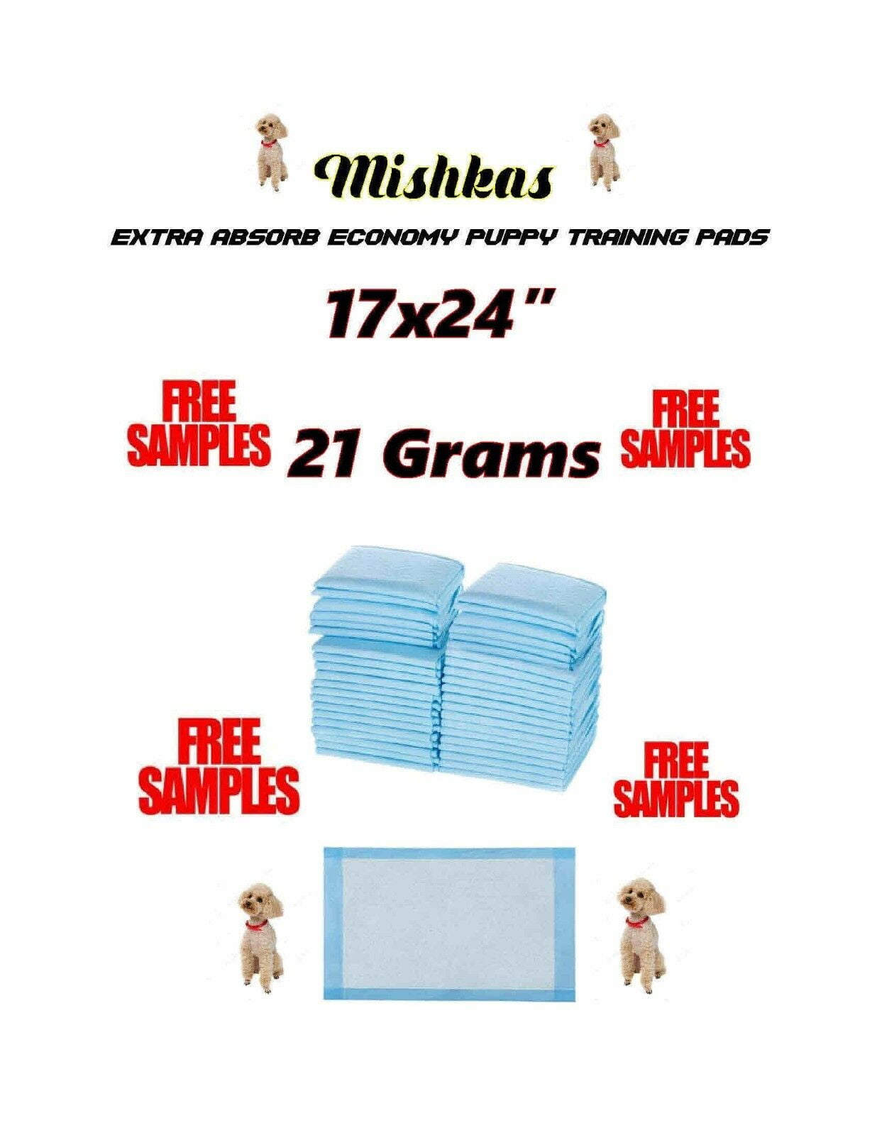 300ct SUPER Economy XTRA ABSORB 17x24" Puppy Training Pads 21 gr Use Em Twice!