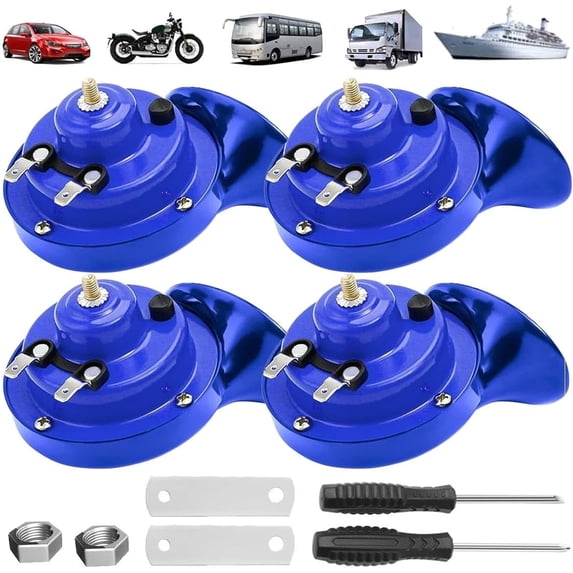 300db Train Horn for Trucks - High-Output Electric Snail Dual Horn Kit-12V/24V, Universal Fit Weather-Resistant Design for Car/Truck/Boat