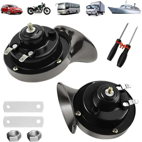 300db Train Horn for Trucks - High-Output Electric Snail Dual Horn Kit-12V/24V, Universal Fit Weather-Resistant Design for Car/Truck/Boat