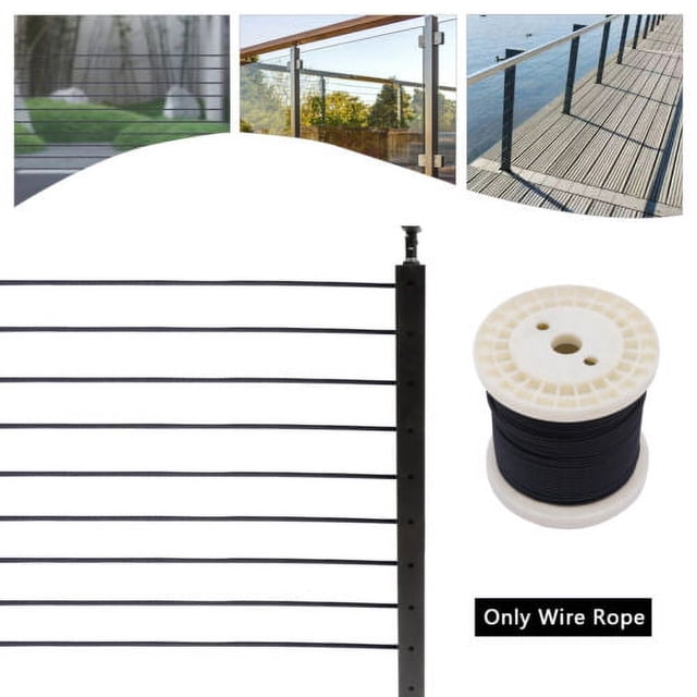 BLIKA 300FT Black Stainless Steel Cable - 1/8 Inch 7x7 Strand, T316 Marine Grade, 1850lb Strength For Deck Railing & DIY