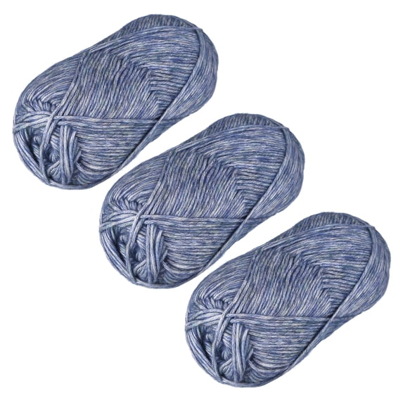300g/ 10.6oz Cotton Sparkle Yarn, 3 Skeins Soft Crochet Yarns for Beginner Knitting Crafting Dark Blue