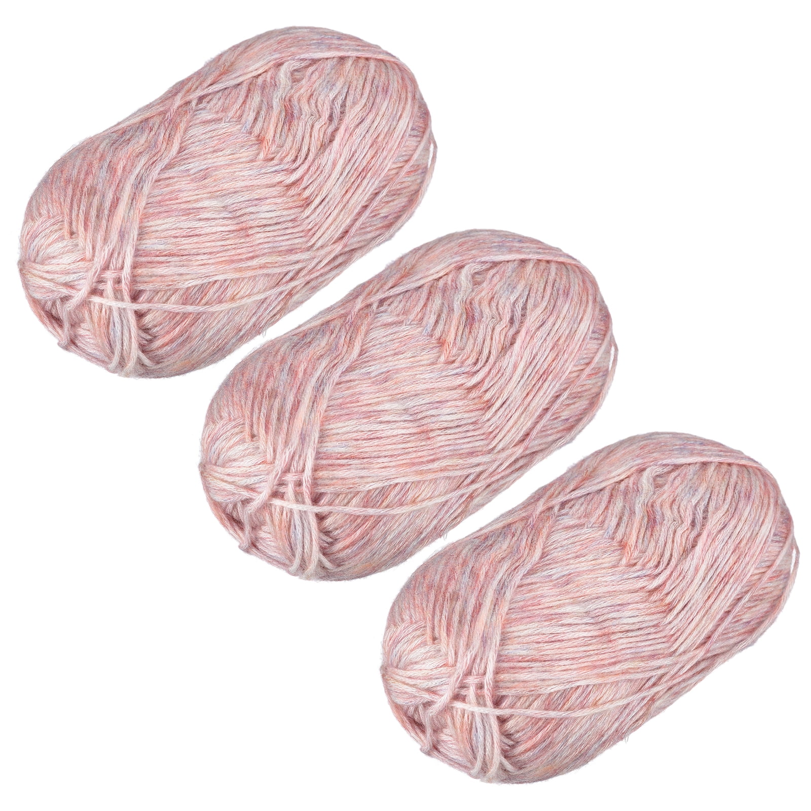 300g/ 10.6oz Cotton Sparkle Yarn, 3 Skeins Soft Crochet Yarns for Beginner Knitting Crafting Pink