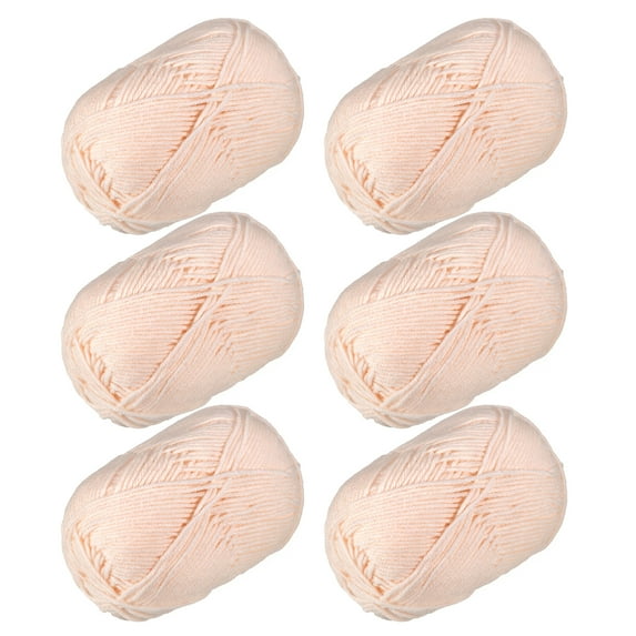 300g - 6Pack of 50g Acrylic Yarn Skeins Soft Crochet Yarns for Knitting Apricot
