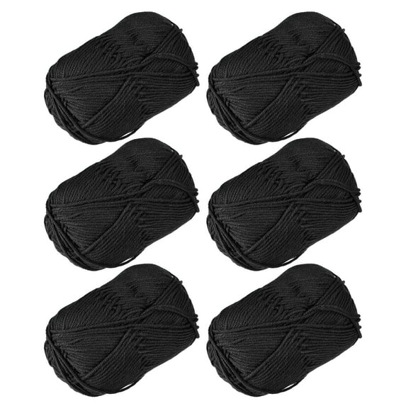 300g - 6Pack of 50g Acrylic Yarn Skeins Soft Crochet Yarns for Knitting Black