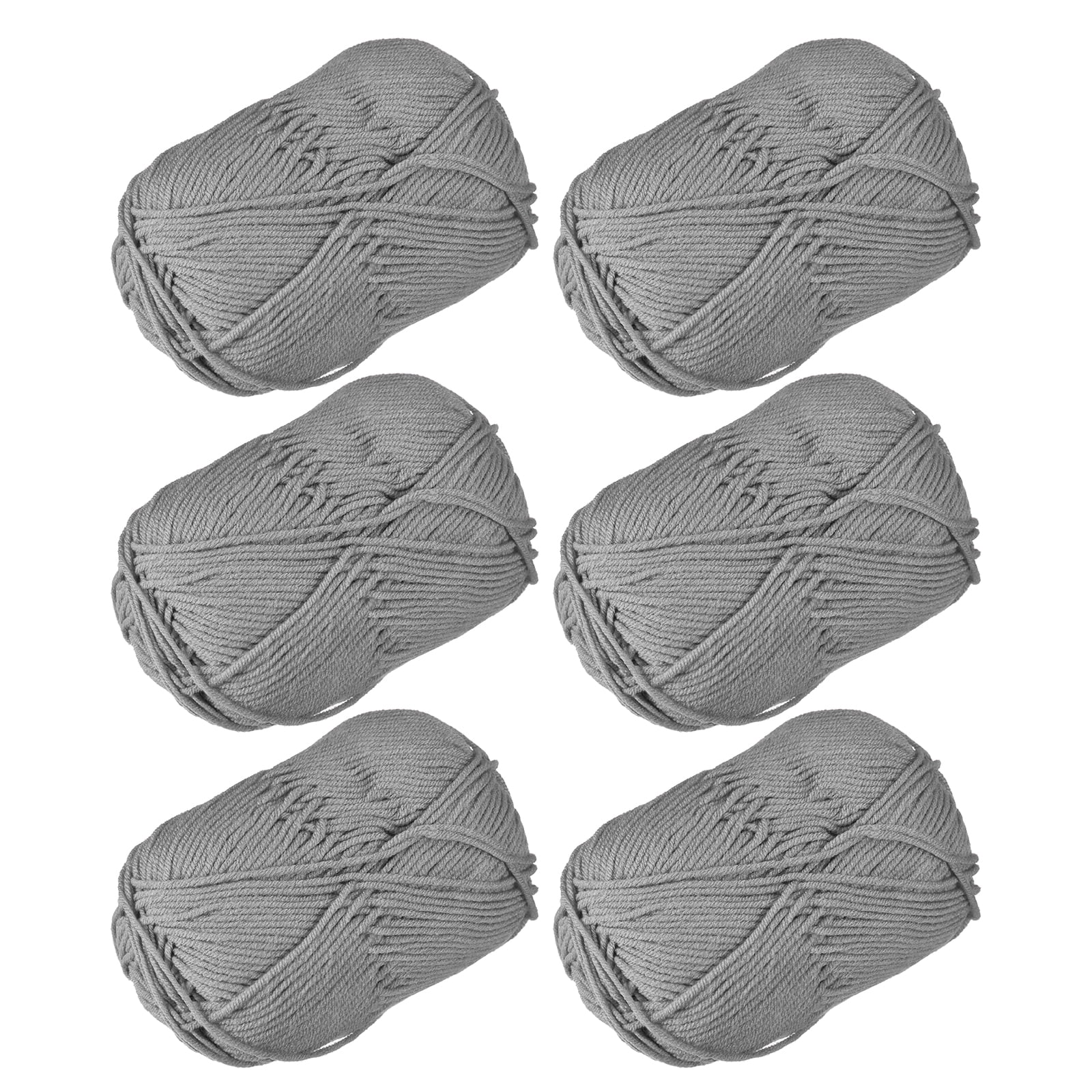300g - 6Pack of 50g Acrylic Yarn Skeins Soft Crochet Yarns for Knitting Dark Grey