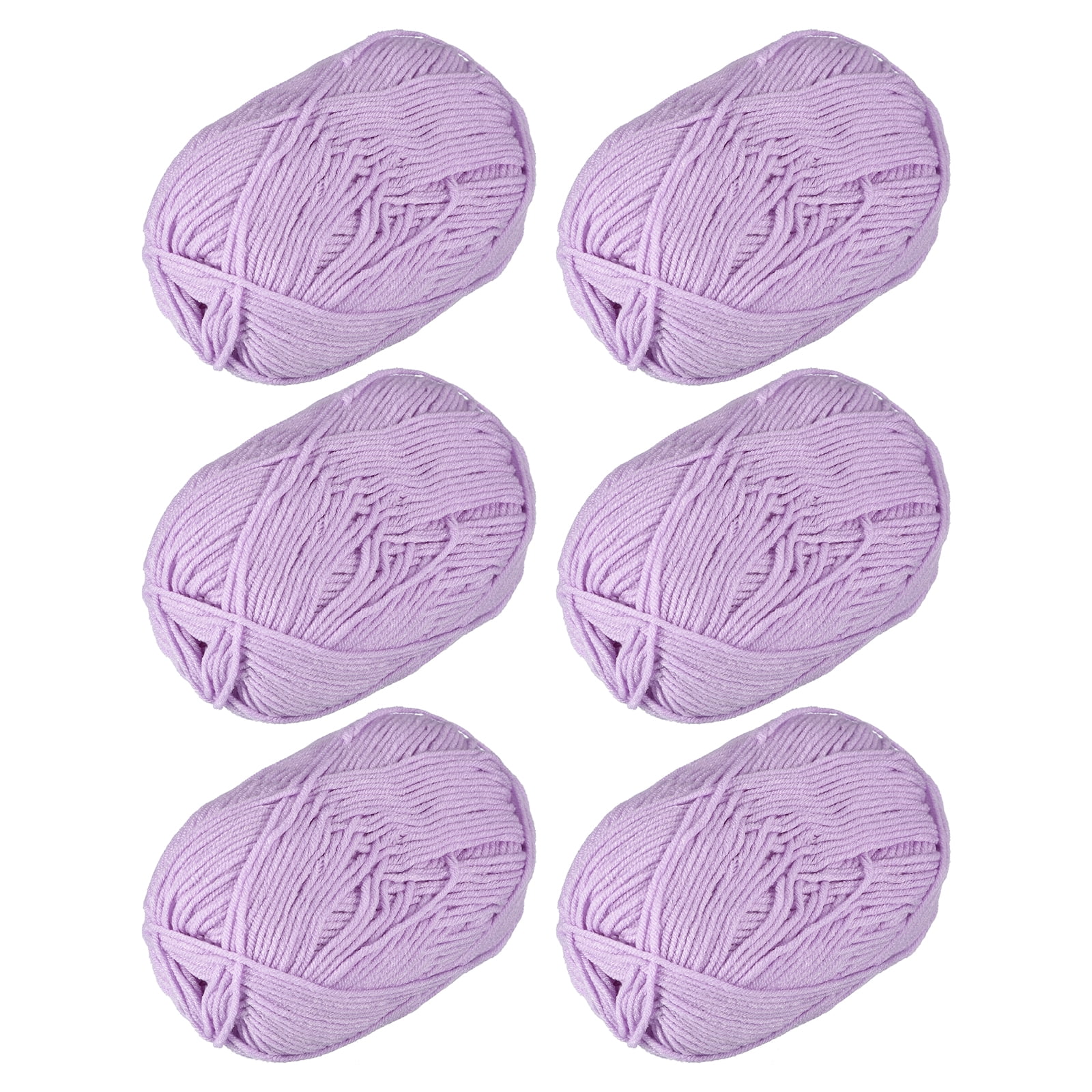 300g - 6Pack of 50g Acrylic Yarn Skeins Soft Crochet Yarns for Knitting Light Purple