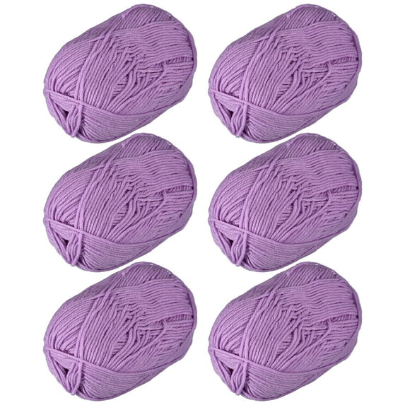300g - 6Pack of 50g Acrylic Yarn Skeins Soft Crochet Yarns for Knitting Purple