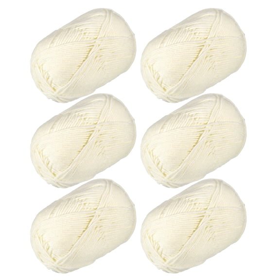 300g - 6Pack of 50g Acrylic Yarn Skeins Soft Crochet Yarns for Knitting White