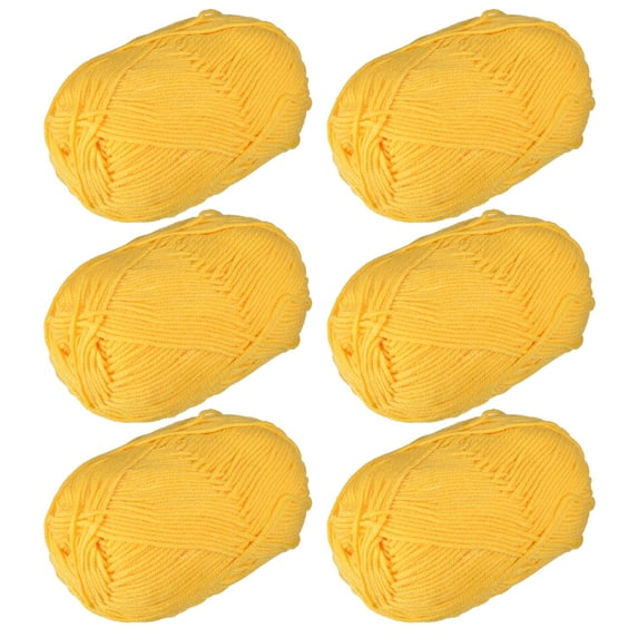300g - 6Pack of 50g Acrylic Yarn Skeins Soft Crochet Yarns for Knitting Yellow