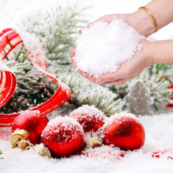 300g Artificial Snow Powder Mud, Christmas Decor Snow Simulation, for Xmas Tree, Wreaths, Tabletop Displays, Realistic Snow Effect, Easy to Use, Festive Holiday Decor