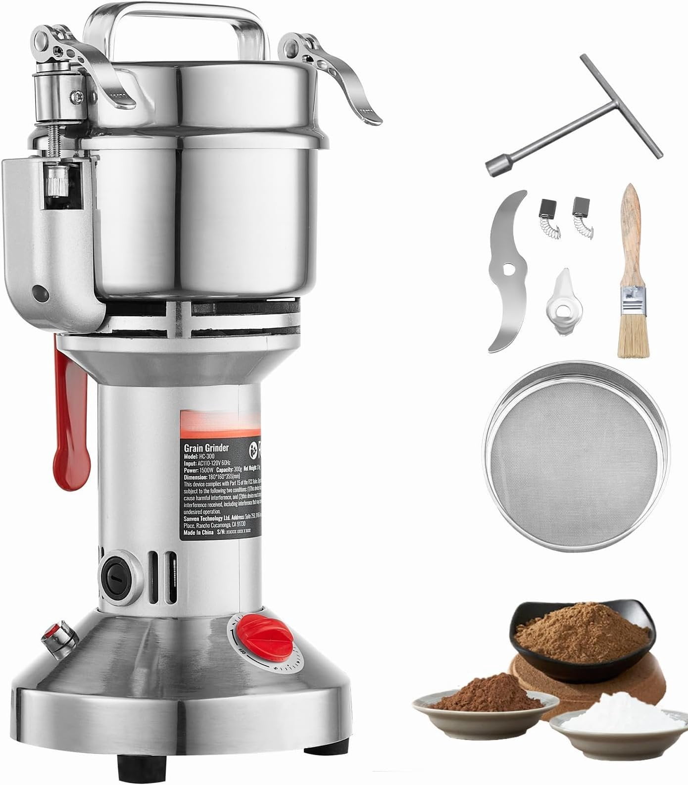 300g Electric Grain Mill , High Speed 1500W Commercial Grinders ...